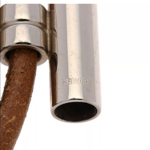 SOLD HERMES Tournis Bracelet Double Tour Leather Silver - Picture 4 of 4